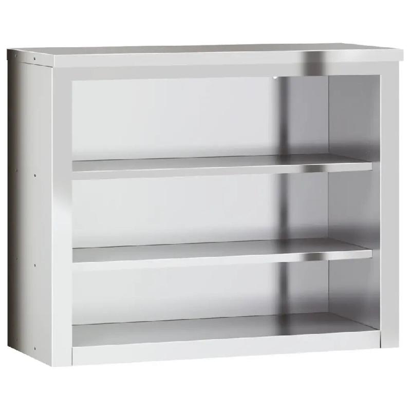 Helloshop26 - Armoire murale de cuisine argenté avec 2 étagères design moderne 92 x 40 x 75 cm en acier inoxydable 02_0047581 - argenté inox 30002_0