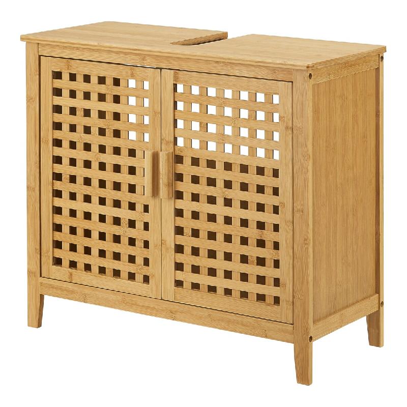 Helloshop26 - Meuble sous vasque avec 2 portes 60 x 67 x 30 cm en bambou 03_0007739 - 3001896882722_0