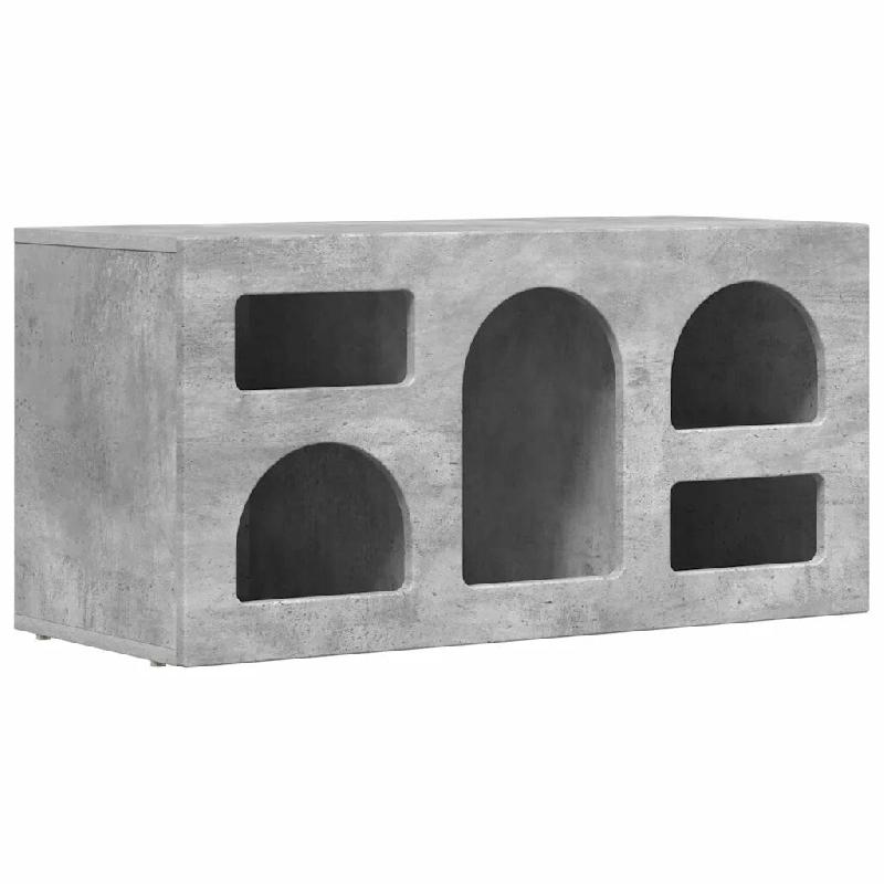 Helloshop26 - Meuble TV moderne avec rangement ouvert et étagères 80 x 35 x 40 cm en bois d'ingénierie gris béton 02_0054767 - vert Bois massif 30_0