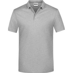 JAMES NICHOLSON, Polo homme, manches courtes, manches avec bande elasthanne, gris clair chiné , L, - L gris 7865540374140_0