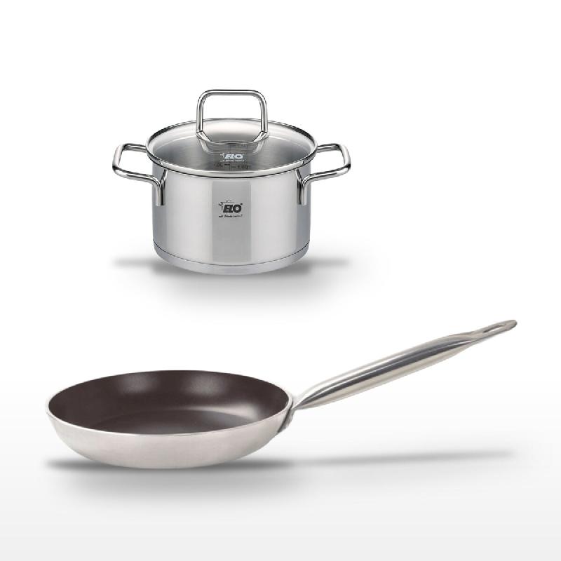 Lot Poêle 32 cm Elo Bistro Line & Faitout 12 cm Elo avec revêtement céramique - gris 3176239967678_0