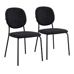 Oviala Business Lot de 2 chaises en acier et tissu noir - noir 111717_0