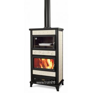 Poêle à bois Avventurina avec four - 12.5 kW - Foyer en fonte et finition pierre serpentine_0