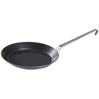 POÊLE EN FER, LISSE, 20 CM, EN ACIER BRUT NOIR