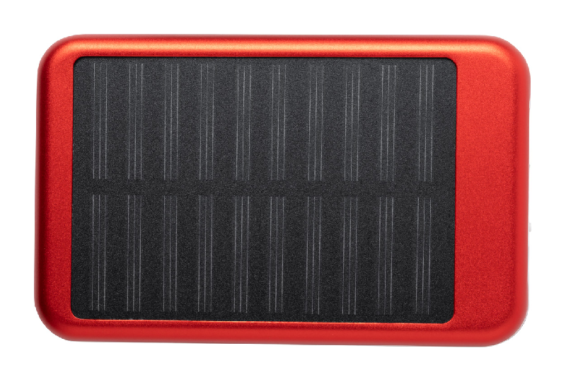 Power bank en aluminium 4000mAh - chargeur solaire et micro USB - rouge_0