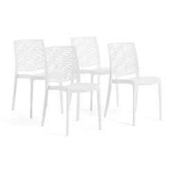 RATTATAN Set 4 Chaises en polypropylène avec fibre de verre empilables pour extérieur et jardin, bar et restaurant, cuisine design moderne - MALIKA_0