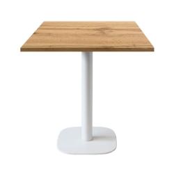 Restootab - Table 70x70cm - modèle Round blanc chene armor - marron fonte 3760371519071_0