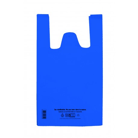 Sacs plastiques réutilisables bleu 26 + 12 x 45 cm - 50 microns - 12L - Colis de 1000 unités_0
