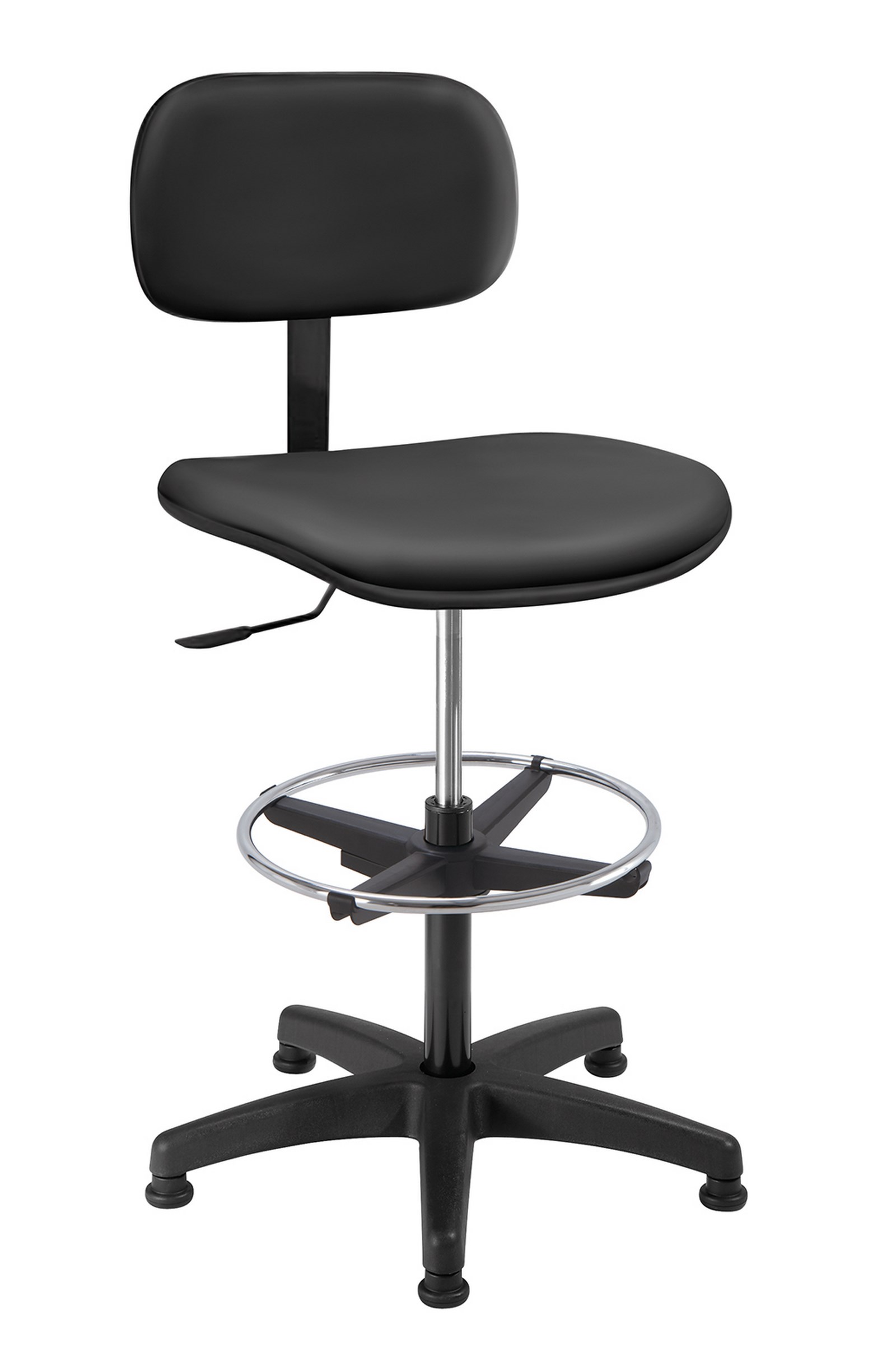 SIÈGE D'ATELIER EN VINYLE EXPANSÉ HAUT SUR PATINS AVEC REPOSE-PIEDS