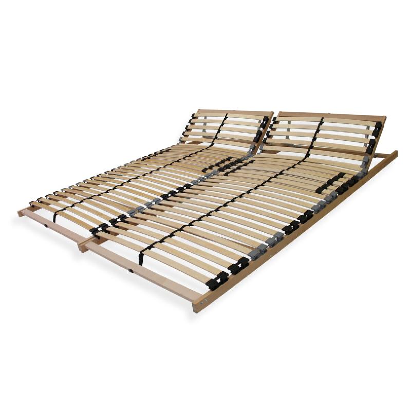 Sleepneo Sommier à lattes 180x190 cm avec têtière réglable, 7 zones, 28 lattes, bois de hêtre, fabriqué en Allemagne, jusqu'à 150 kg - marron L_0
