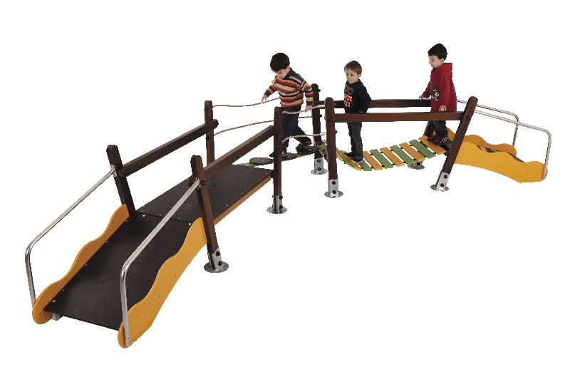 Structure de jeux double pont en bois - pour enfants de 18 mois à 7 ans - NF EN 1176_0