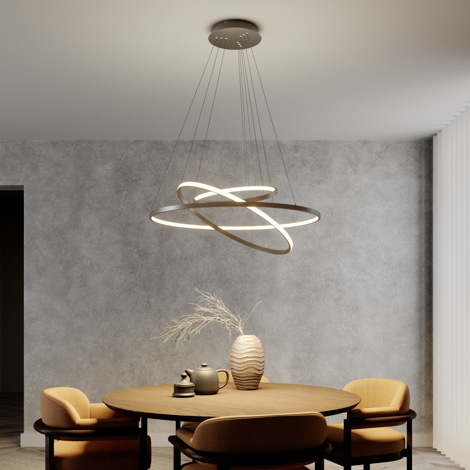 LUCANDE SUSPENSION LED EZAN, NICKEL, MÉTAL, Ø 80CM