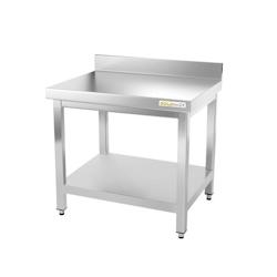 Table de travail en inox soubassement 800 x 600 mm adossée PREMIUM / GOLDINOX - gris inox 3701770803217_0