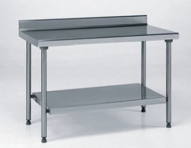 Table inox adossée avec étagère basse TOURNUS EQUIPEMENT - Référence : 424 994 - robuste et certifiée NF Hygiène Alimentaire - 1500x700x900/1000 mm_0