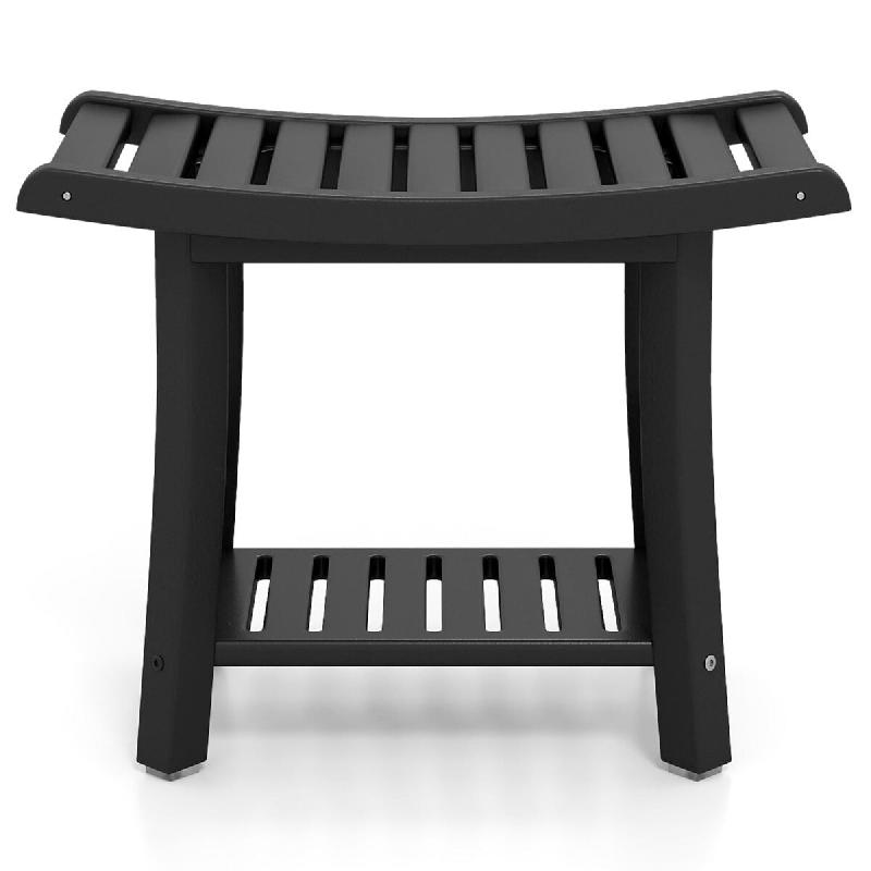 Tabouret de douche 60,5 x 34 x 48 cm ergonomique antidérapant multifonctionnel moderne en pehd noir 20_0017020 - noir 3000231640195_0
