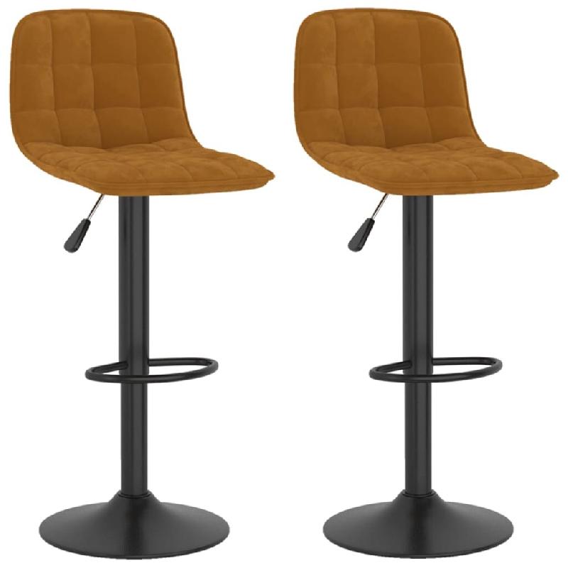 Tabourets de bar lot de 2 marron velours Modèle Vertex Confort - 333989_0