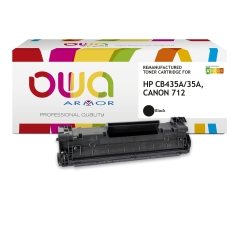 TONER REMANUFACTURÉ OWA - TRÈS TRÈS HAUTE CAPACITÉ - NOIR - POUR HP CB435A, CANON 712 - TONER COMPATIBLE