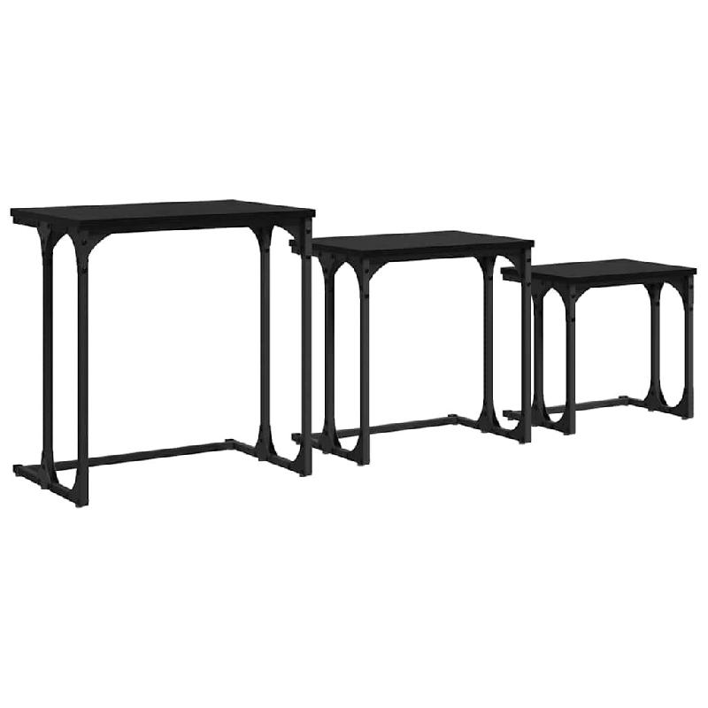 VidaXL Table basse gigogne 3 pcs Chêne noir Bois d'ingénierie Modèle Helios Prestige Plus - 883533_0
