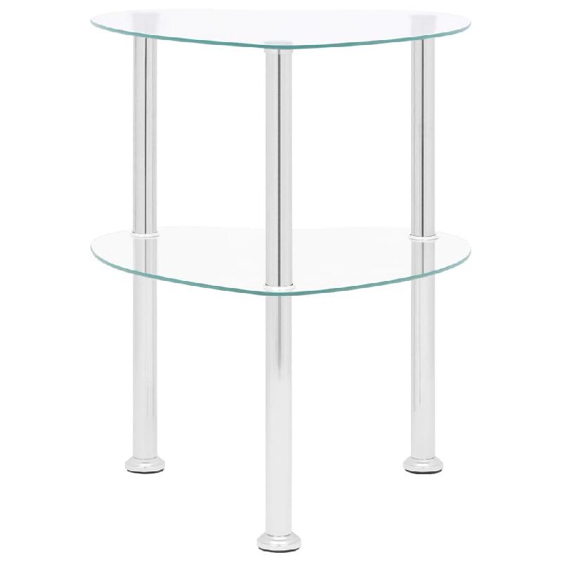 VidaXL Table d'appoint 2 niveaux Transparent 38x38x50 cm Verre trempé Modèle Zenith Bois Plus - 322785_0