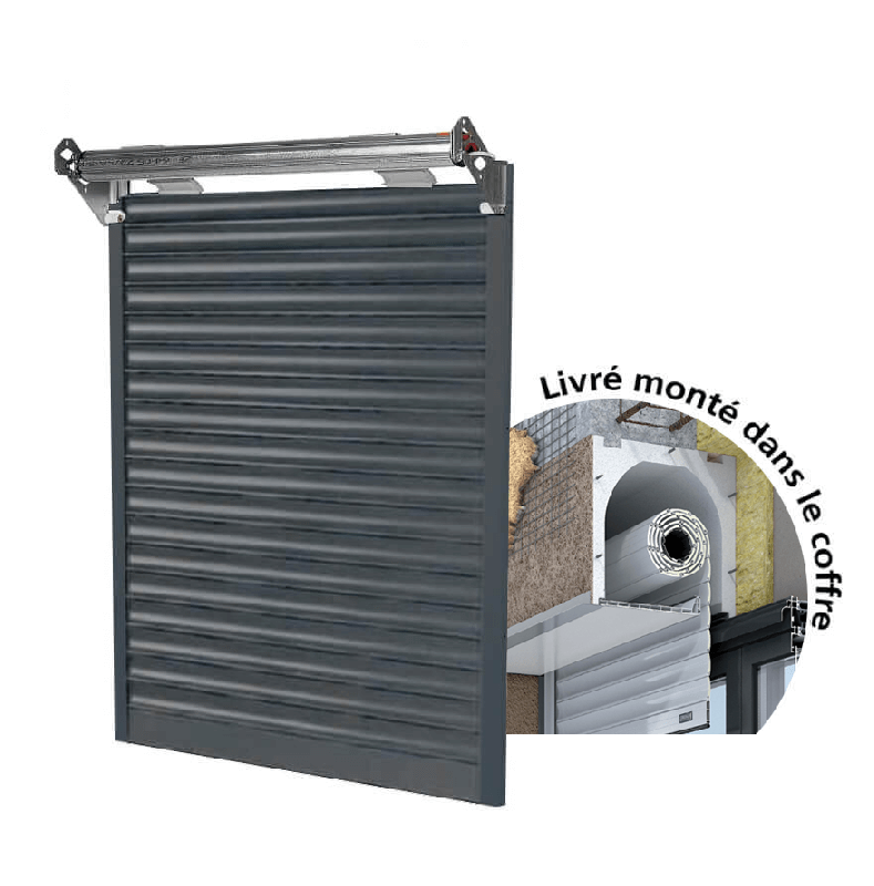 Volet Roulant Aluminium dans Coffre Linteau Tunnel Électrique Moteur DELTA DORE (Télécommande ou Interrupteur) Sur Mesure Référence: vrt alu Delta D + Coffre Tunnel_0