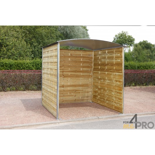 Abri vélo semi-ouvert 4ME03131 - structure en acier, bardage en bois, 180x180x200 cm_0