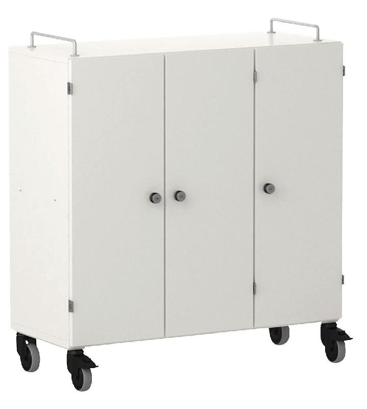 ARMOIRE BASSE SHIFT+ LANDSCAPE MÉLA. 9 CASES - 3 PORTES - BLANC - GRIS TERRE - MANUTAN COLLECTIVITÉS