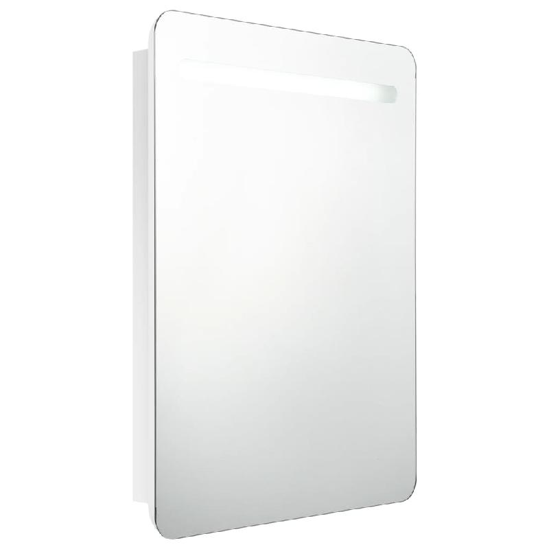 Armoire de salle de bain à miroir LED - 60 x 11 x 80 cm - Blanc brillant - Modèle 02_0006582_0