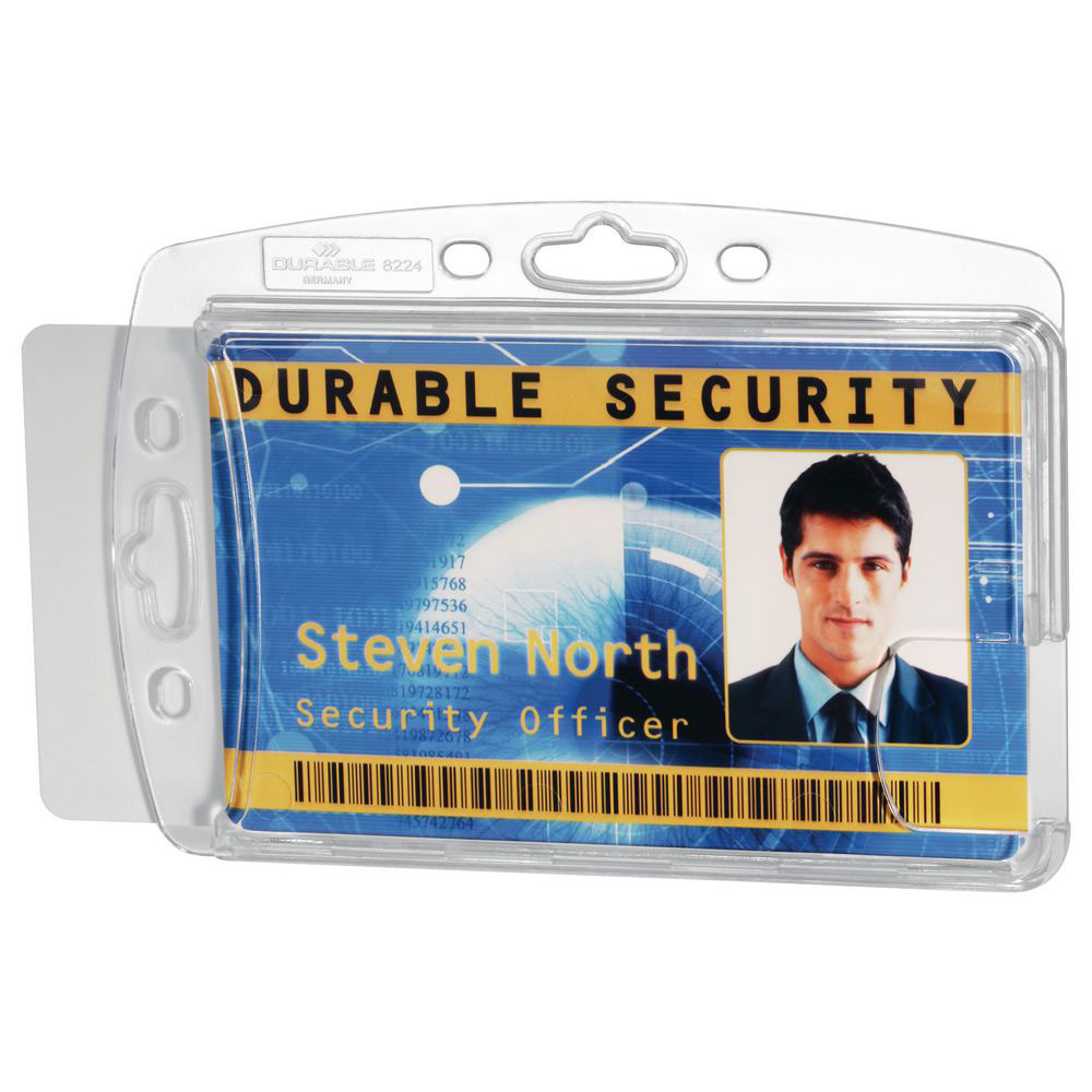 BADGE DE SECURITE FERME POUR 2 CARTES - SANS ATTACHE - FORMAT 5,4 X 8,4 CM - TRANSPARENT - BOITE DE 10
