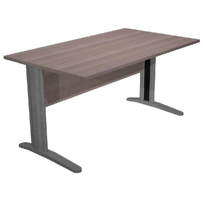 BUREAU DROIT PRONTO METAL - L.140 X P.80 CM - PLATEAU CENDRE - PIEDS L ANTHRACITE
