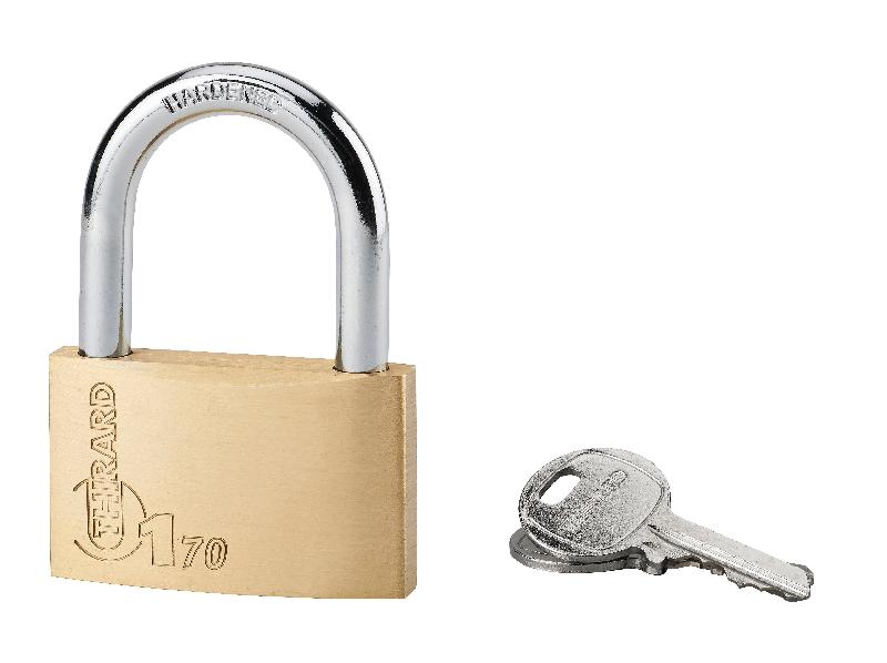 Cadenas à clé Thirard - Corps laiton monobloc - Anse acier cémenté - 70 mm_0