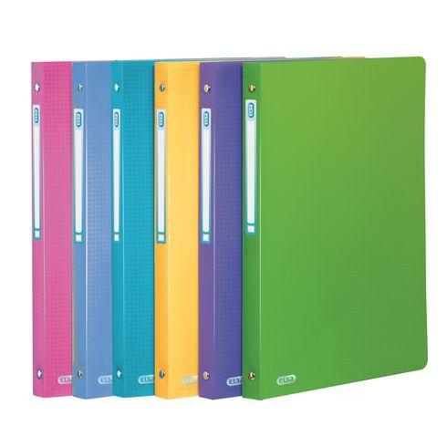 LOT DE 20 - CLASSEUR 4 ANNEAUX PLASTIFIÉ OXFORD MEMPHIS A4 - DOS 2 CM COULEURS PASTEL ASSORTIES