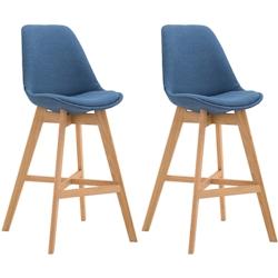 CLP Lot de 2 tabourets de bar Cannes Tissu Bleu/Nature - bleu textile 306994_0