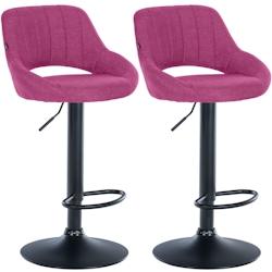 CLP Lot de 2 tabourets de bar Milet tissu Violet/Métal noir mat - violet textile 324418_0