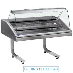 Comptoir-vitrine réfrigéré VR15/CR - vitre bombée, inox spécial Fish, sur roues_0