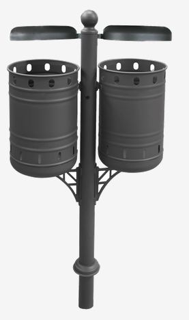 Poubelle publique basculante double sombrero PA623DOS - Cylindrique en tôle emboutie - Traitement anticorrosion Ferrus_0