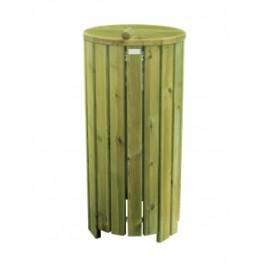 Corbeille Hanovre 100 Litres - Métallique et Pin CTTBB, Couvercle Articulé, Fixation Directe_0
