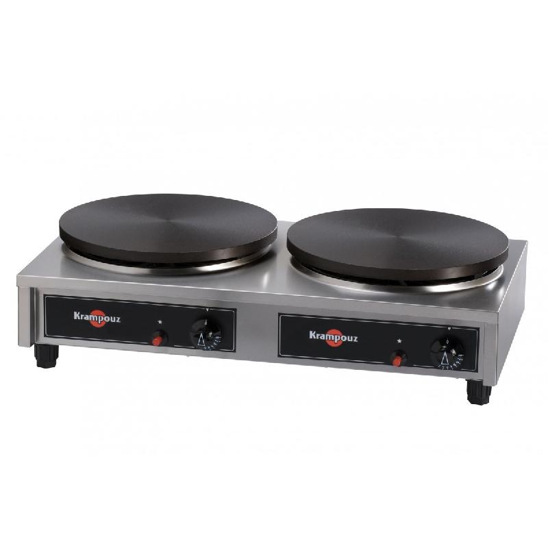 Crêpière à gaz Ø40 cm - 2 plaques - Gamme Confort - Krampouz - 6500W chacune - Plaques en fonte d'acier usinée_0
