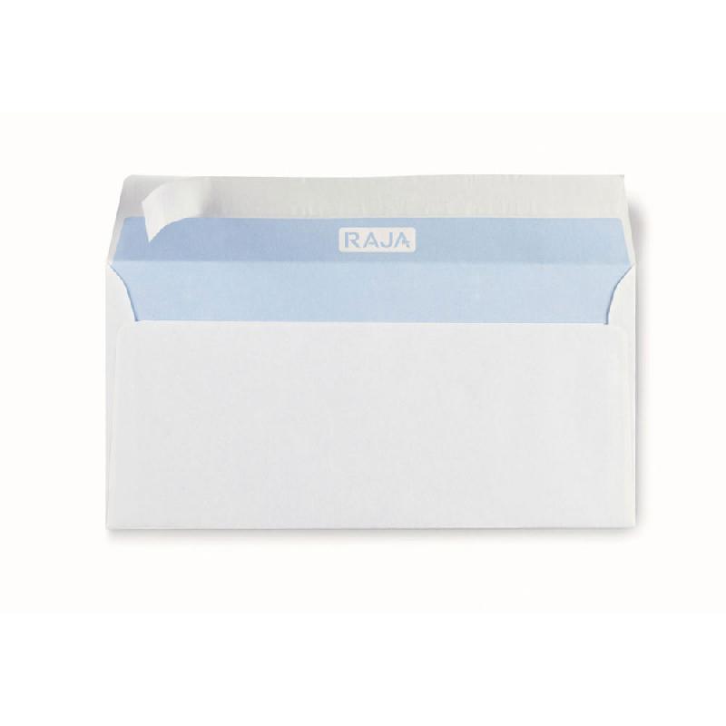 ENVELOPPE BLANCHE FORMAT RAJA DL - 110 X 220 MM SANS FENETRE - FERMETURE AUTO-ADHESIVE - PAPIER VELIN 90 G/M²