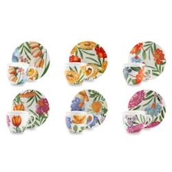 Excelsa lot de 6 tasses à café avec des soucoupes Blooming porcelaine 7 cl multicolore - multicolore porcelaine 67461_0