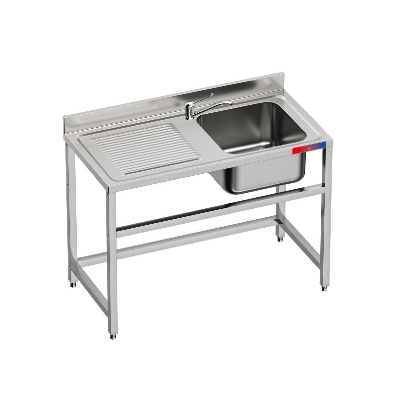 Gasfrit – Évier sous comptoir, 1 cuve et 1 égouttoir, robinet inclus à double arrivée d’eau,  1200 × 600 × 850 mm - inox gfy11g+3_0