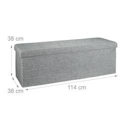 Helloshop26 - Banquette banc pour coffre de rangement en lin avec couvercle  gris  114 cm 3013010 - 3002403624927_0
