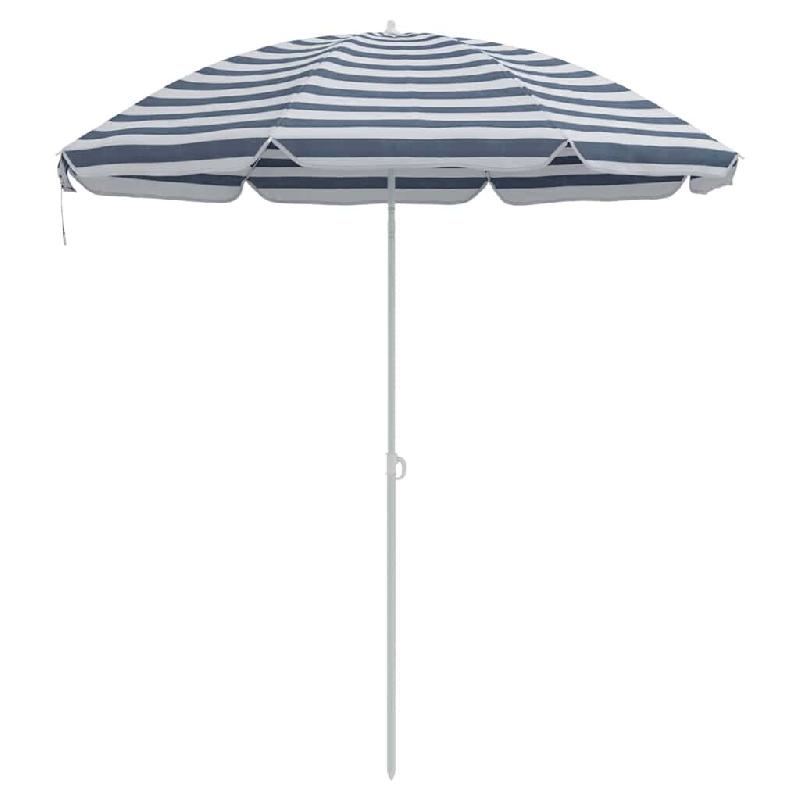 Helloshop26 - Parasol de plage rond moderne 263 x 263 x 272 cm portable durable en polyester bleu 02_0056703 - bleu métal 3000239658857_0