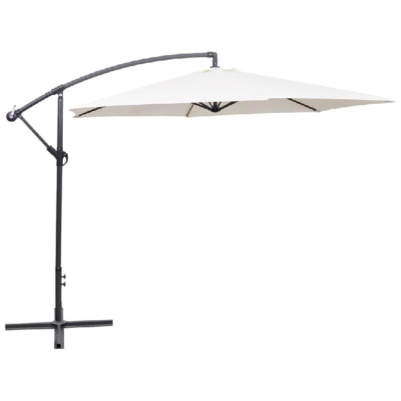 Helloshop26 - Parasol meuble de jardin en porte-à-faux 3 m blanc sable 02_0008598 - blanc acier 3000458682725_0