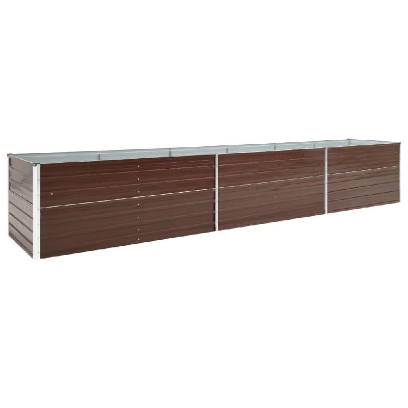 Jardinière lit surélevé en acier galvanisé - 480 x 80 x 77 cm - Marron - Pour plantes, fleurs et jardin - 02_0001128_0