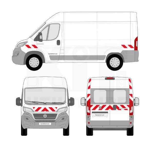 Kit de balisage FIAT Ducato CH1 - Film rétroréfléchissant Microprismes - Classe B Rouge/Blanc_0