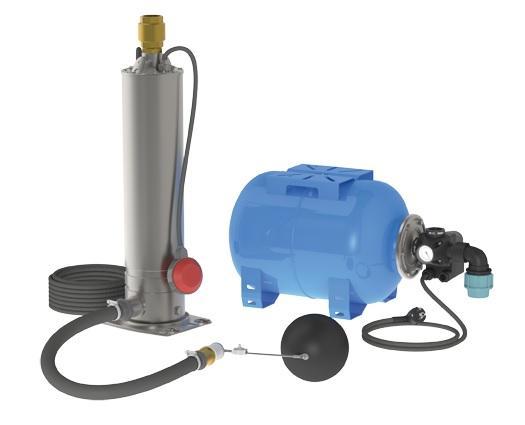 Kit pompe eau de pluie avec surpresseur - KPM24H MPSUM304 EP - 24L - Débit 4.5 m3/h - Pression 4.4 bars_0