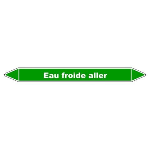 LOT DE 3 - MARQUEUR TUYAUTERIE - EAU FROIDE ALLER - VINYLE LAMINÉ 355 X 37 MM