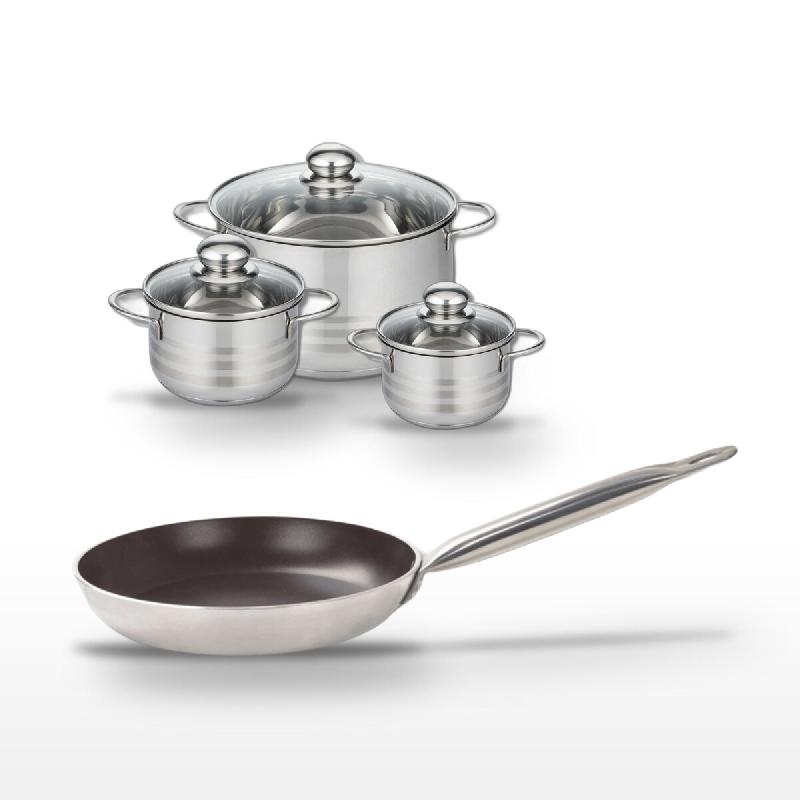 Lot Poêle 32 cm et 3 Faitouts 12/14/24 cm Elo Bistro Line - gris 3176239985214_0