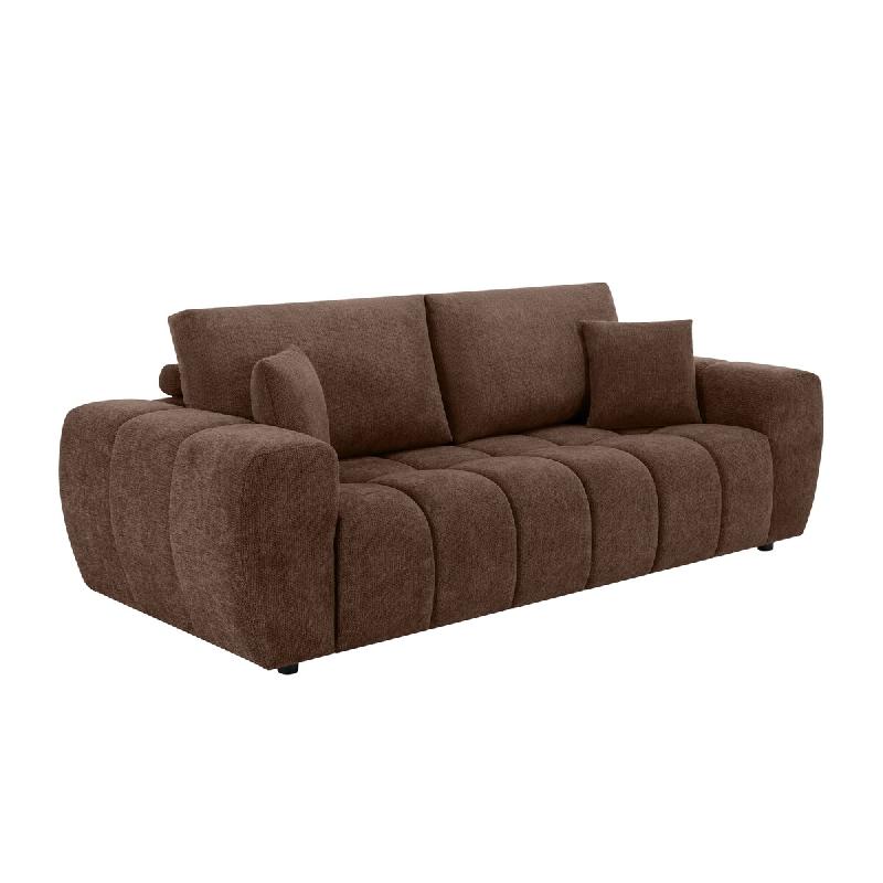 Oviala Business Canapé droit 3 places chocolat L 238 cm - marron polyester 115580_0