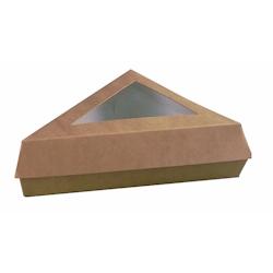 FIRSTPACK FHC - 200Pcs - Boîte pâtissière triangulaire carton brun avec couvercle à fenêtre 155x130x45mm - marron 209PATTRIBR_0